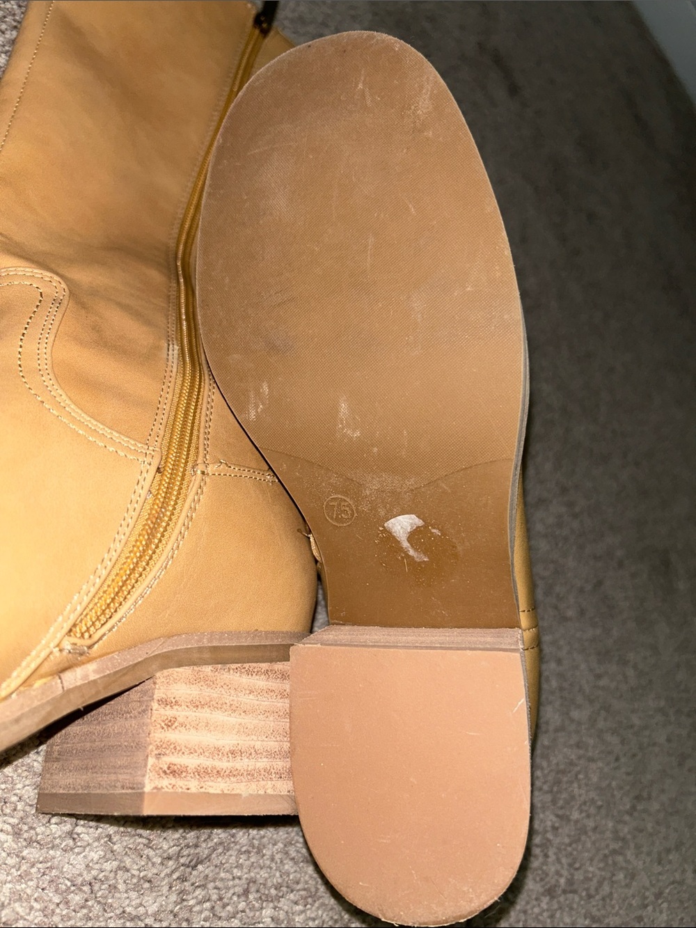 Classic Tan faux leather Mid-Calf Heeled Boots - Picture 7 of 7